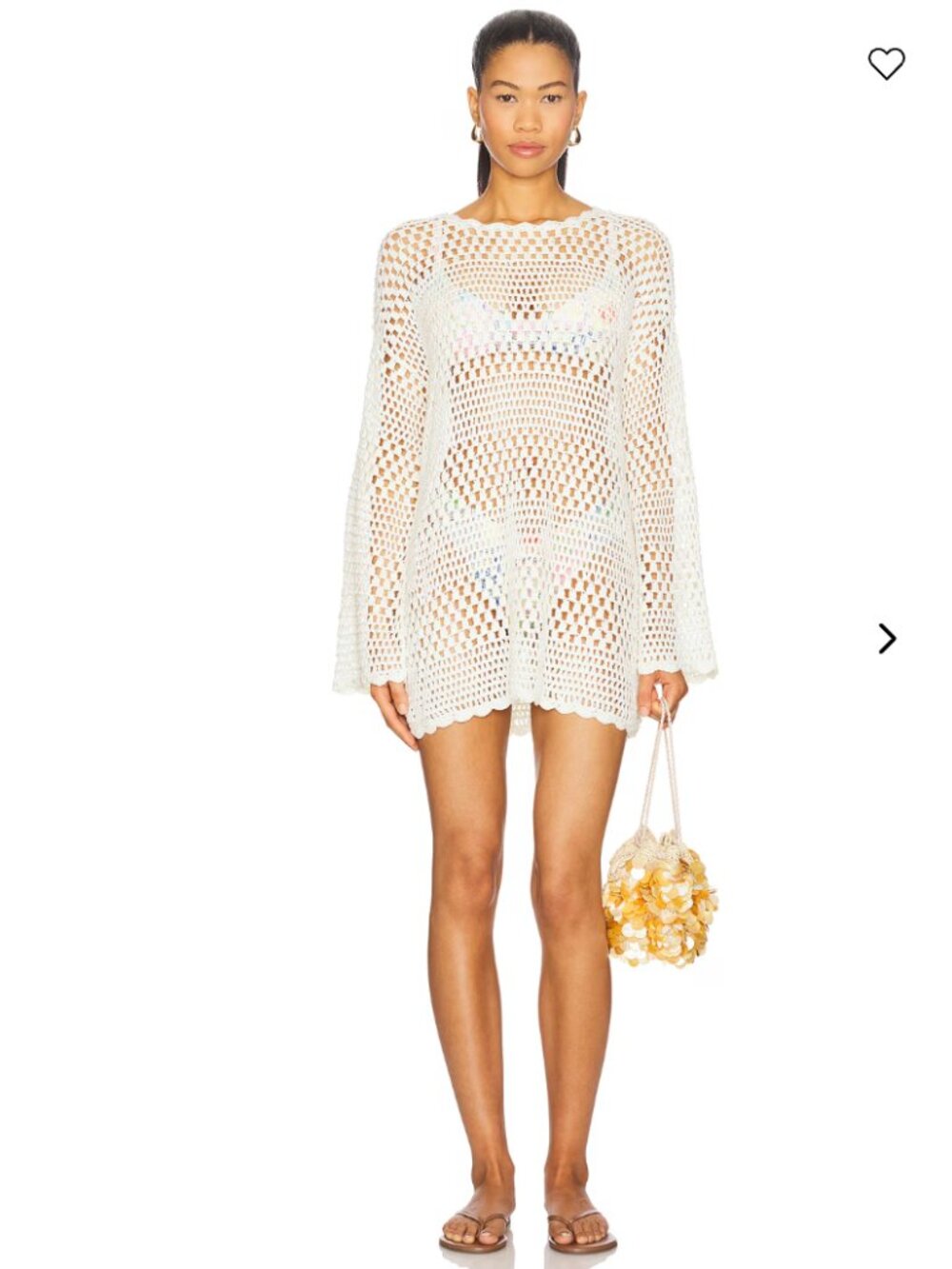 Show Me Your Mumu Crochet Knit White Coverup Dress - Size Small